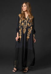 AYESHA FAROOK CASUAL PRET’24 | BLACK EMBROIDERED KAFTAN