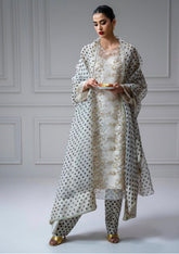 MUSE LUXE | EGRET BLOCK PRINTED & EMBELLISHED SET