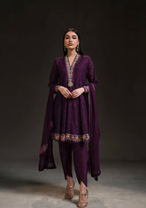 AMMARA KHAN GLITZ VOL 2 | DEEP PURPLE PEPLUM KALIDAR SET