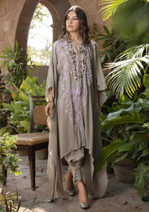AYESHA FAROOK CASUAL PRET’24 | BEIGE ASYMMETRICAL KAFTAN