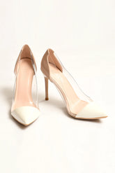 HASSAL | CONSTRAST WHITE PVC HEELS