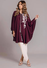 AYESHA FAROOK CASUAL PRET’24 | MAROON CAPE TOP