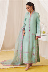 FARAH TALIB AZIZ ‘LEA FALL’24 | PETRA FERN GREEN EMBROIDERED SET