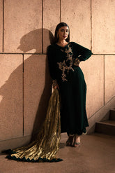 AMMARA KHAN RENDEZVOUS’24 | EMERALD JEWEL OF THE EAST VELVET SET