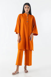 SANA SAFINAZ CASUAL PRET | STITCHED ORANGE PRINTED SHIRT + CULOTTE