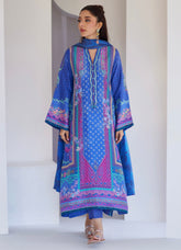 FARAH TALIB AZIZ ‘TARA LUXE SILK PRET’25 | REVEL BLUE SHIRT & DUPATTA