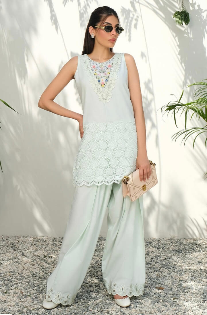 FARIDA HASAN SUMMER HIGH’24 | MINT FLORALS WITH PANTS