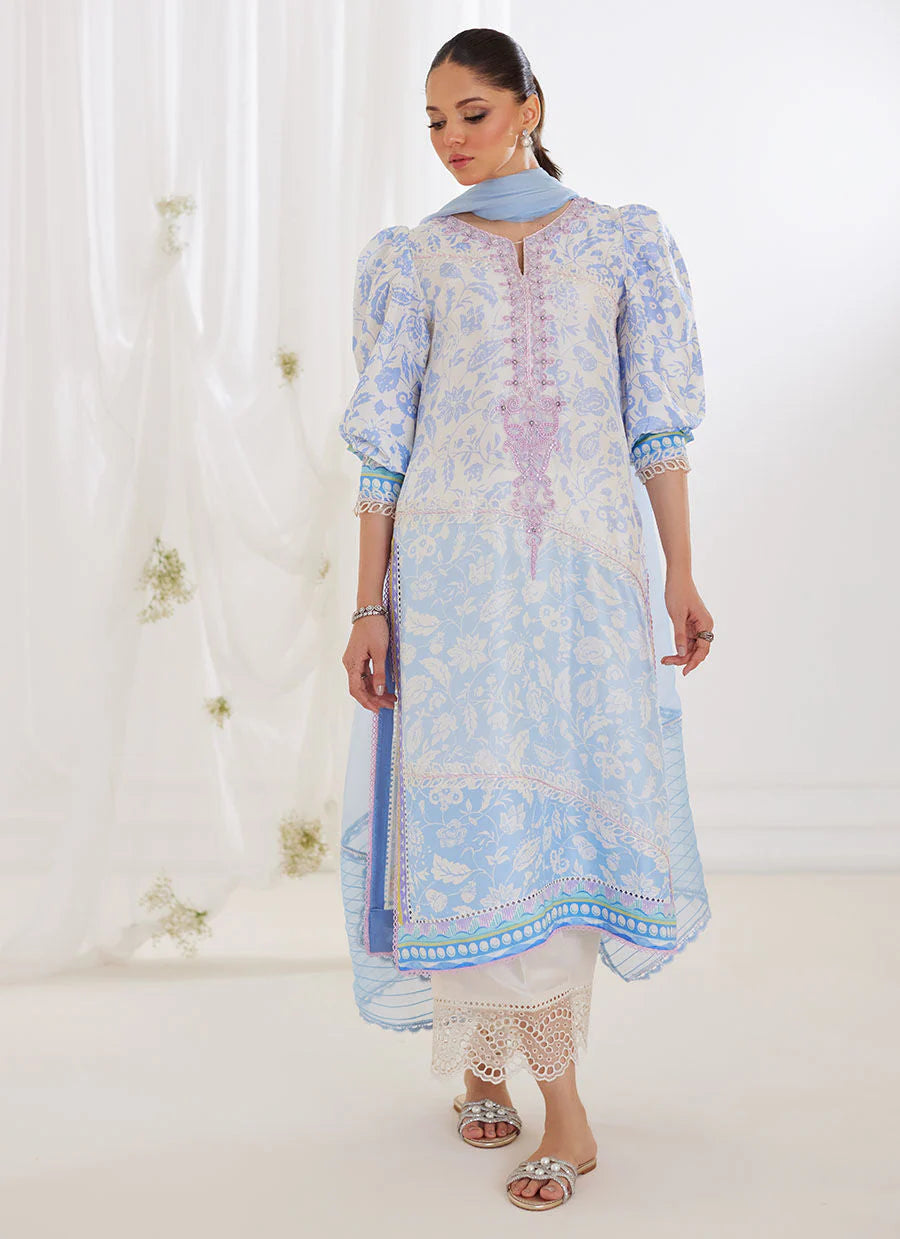 FARAH TALIB AZIZ LUXE PRET’24 | AURELIA ICE BLUE SHIRT & DUPATTA