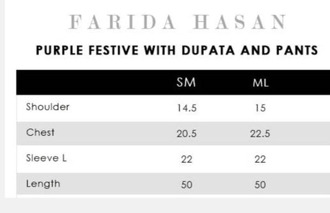 FARIDA HASAN SEMI FORMAL |  PURPLE FESTIVE SET