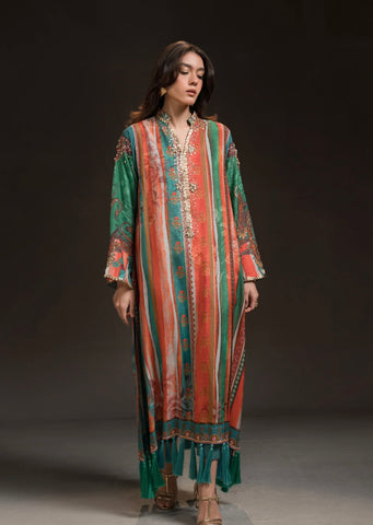 AMMARA KHAN GLITZ’24| MULTI COLOR BURST KAFTAN SET
