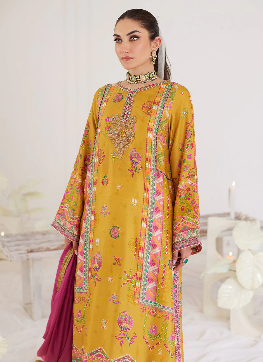 FARAH TALIB AZIZ LUXE SILK PRET’24 | PALMIRA MUSTARD SHIRT AND DUPATTA
