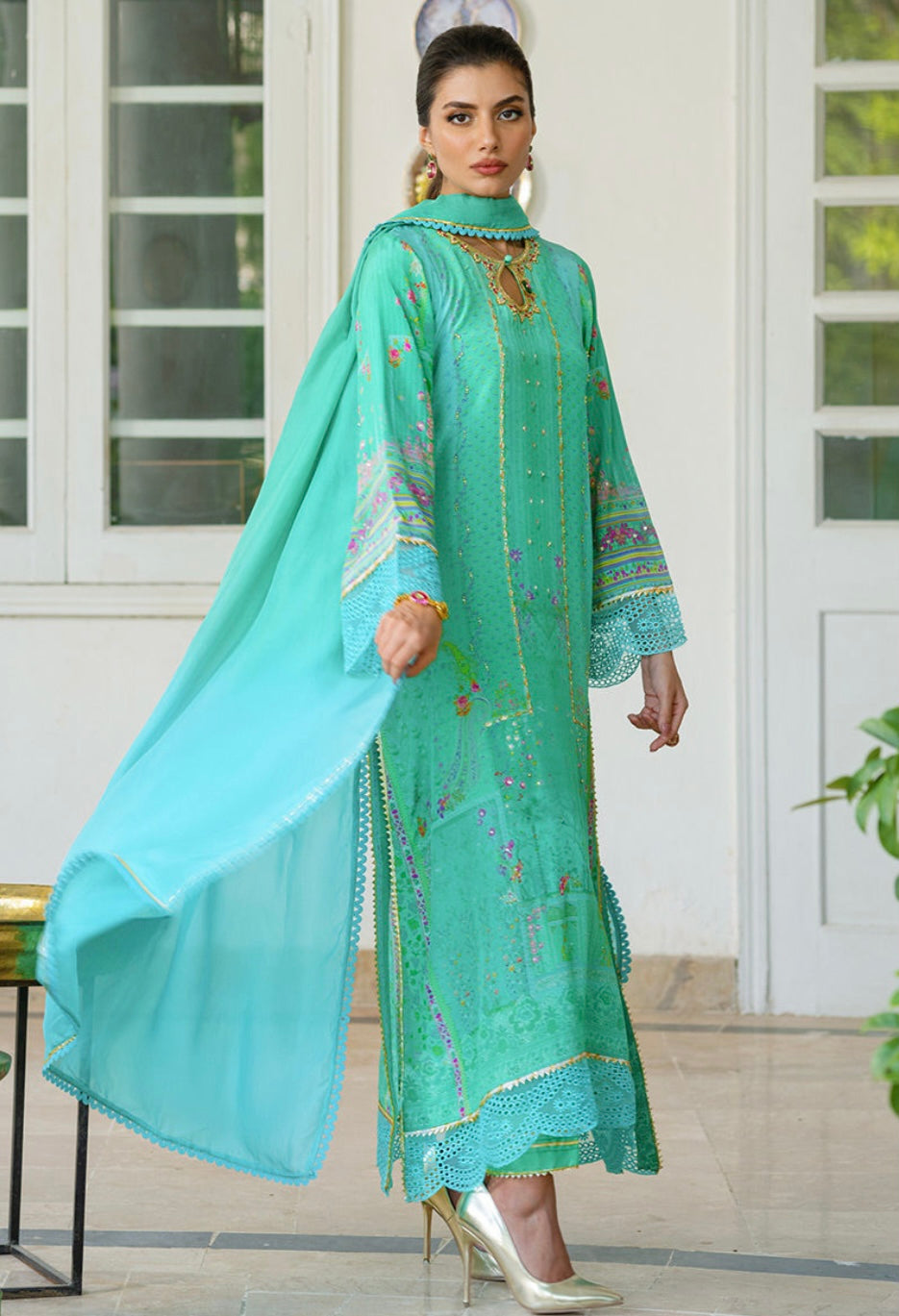 ANSAB JAHANGIR LUXE SILK PRET | AQUA SERENADE