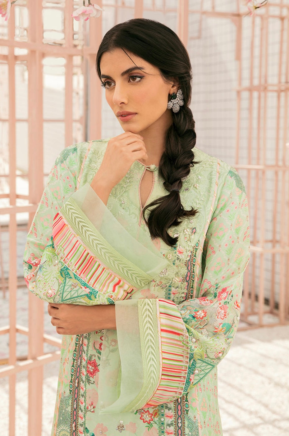 ANSAB JAHANGIR LUXE SILK PRET | PISTACHIO CREME