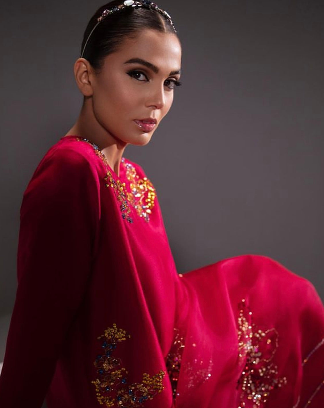 MUSE LUXE | CRIMSON RAW SILK SET