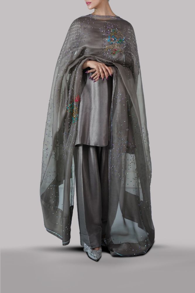 MUSE LUXE | TAUPE GREY EMBELLISHED SET