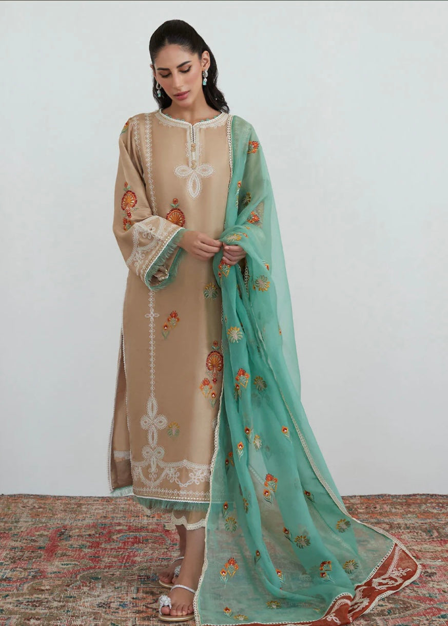 FARAH TALIB AZIZ LUXE PRET | LATTE EMBROIDERED SET