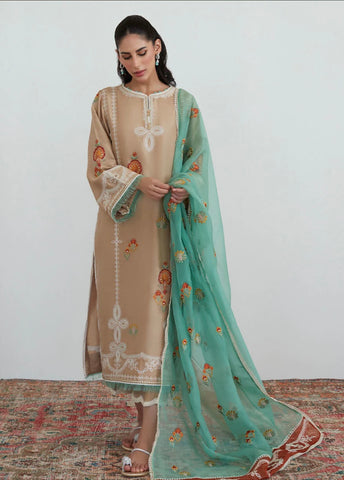 FARAH TALIB AZIZ LUXE PRET | LATTE EMBROIDERED SET