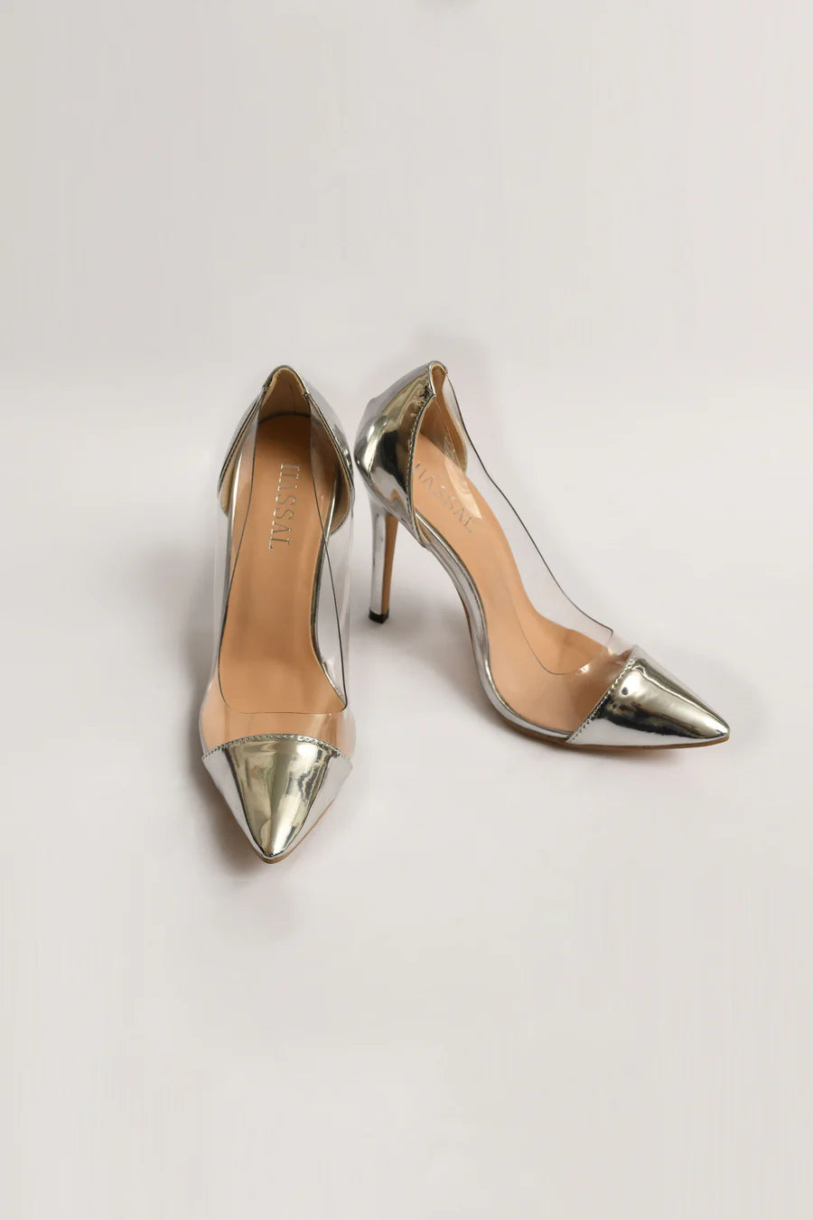HASSAL | SILVER PVC HEELS