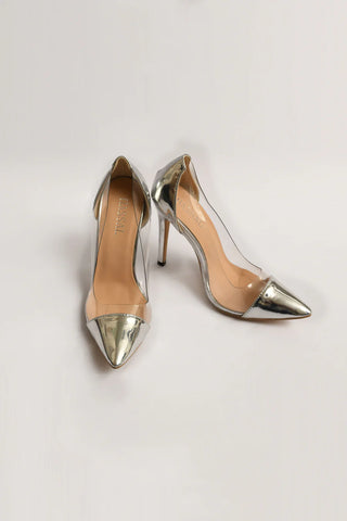 HASSAL | SILVER PVC HEELS