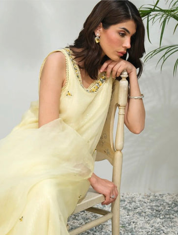 FARIDA HASAN SUMMER HIGH’24 | LEMON ROSE GLITTER WITH PANTS