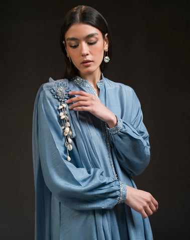 AMMARA KHAN GLITZ’24 |CLOUDY SKIES GHARARA PANT SET