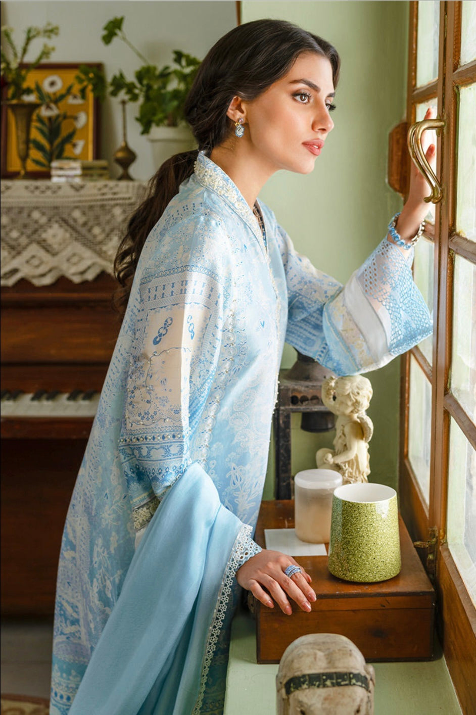 ANSAB JAHANGIR LUXE SILK PRET | AZURE BLOOMS