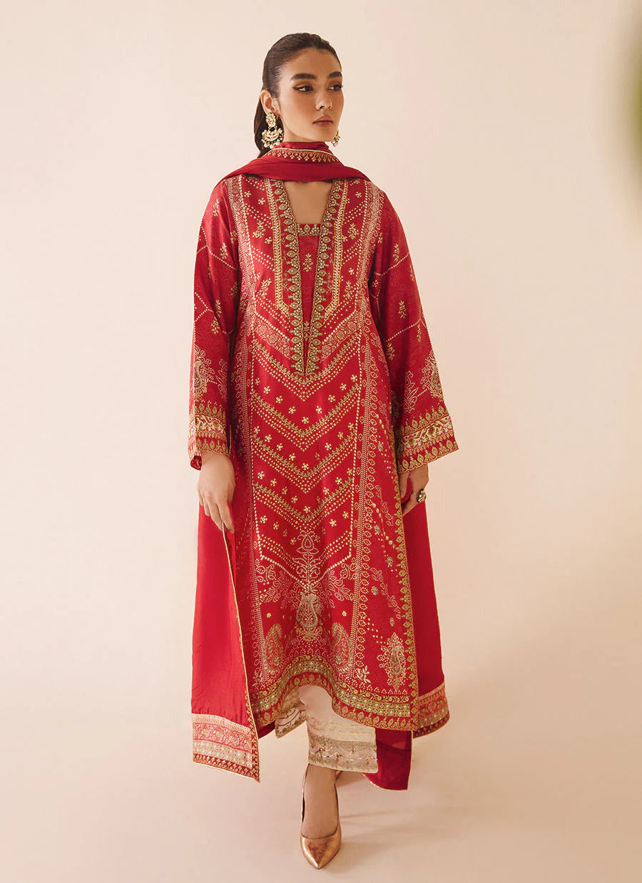FARAH TALIB AZIZ LUXE SILK PRET’24 | ANEETA CRIMSON SET