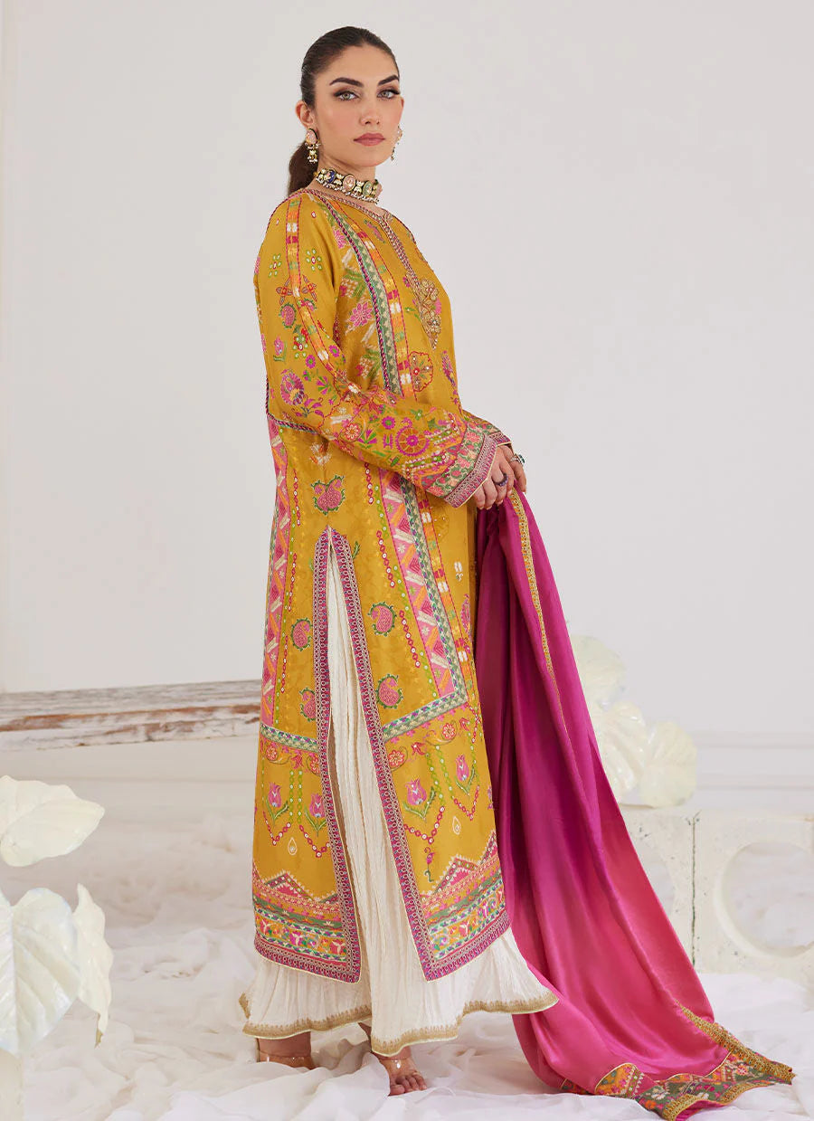 FARAH TALIB AZIZ LUXE SILK PRET’24 | PALMIRA MUSTARD SHIRT AND DUPATTA