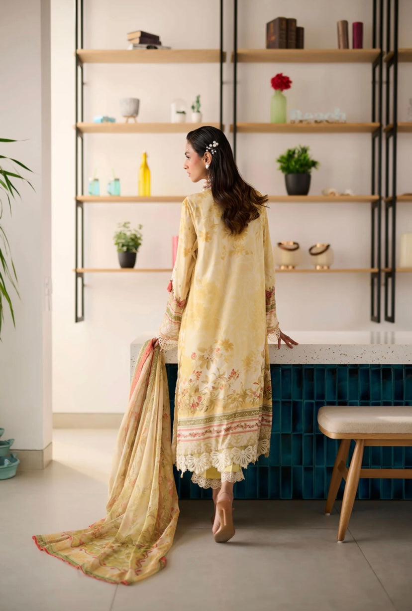 DHANAK CASUAL PRET | YELLOW HAND EMBELLISHED SET