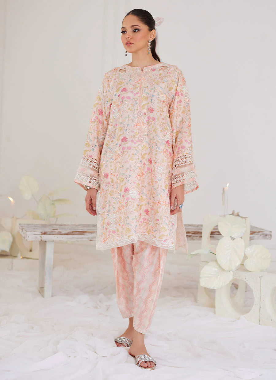 FARAH TALIB AZIZ LUXE SILK PRET’24 | RAFELA SALMON PINK SHIRT