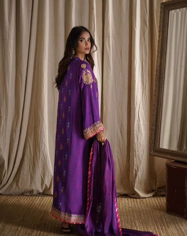 FARIDA HASAN SEMI FORMAL |  PURPLE FESTIVE SET
