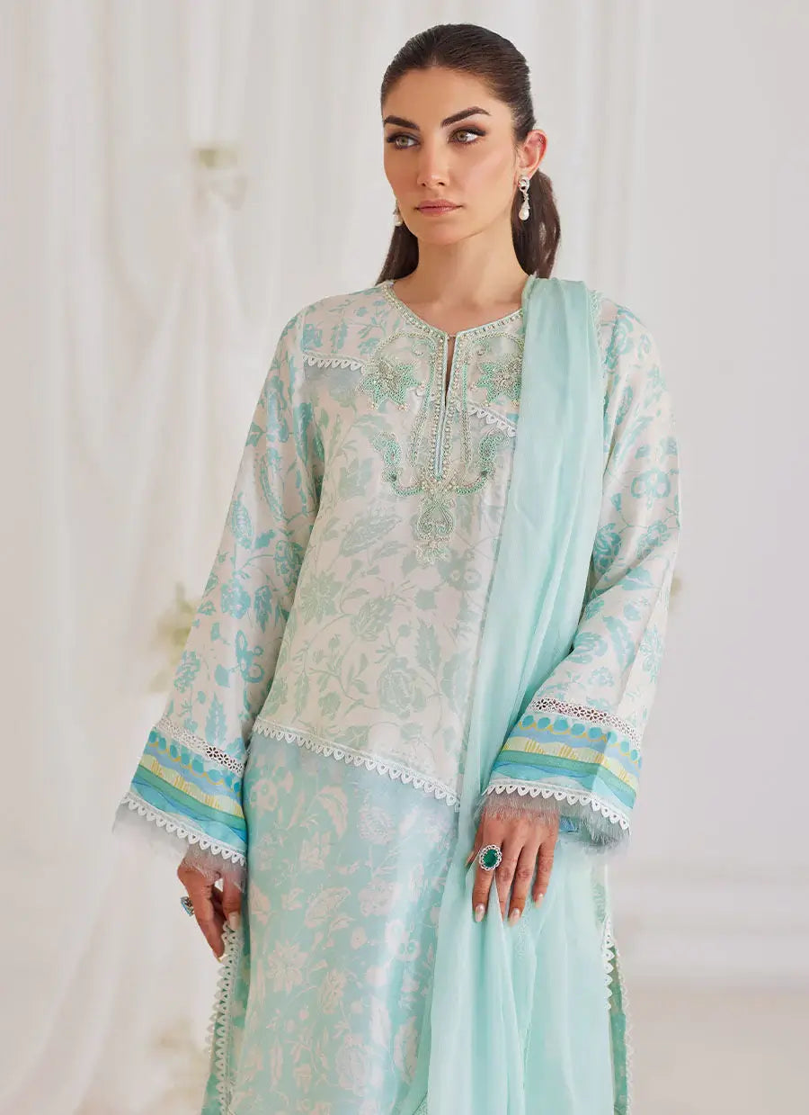 FARAH TALIB AZIZ LUXE SILK PRET’24 | CARMAN AQUA SHIRT AND DUPATTA