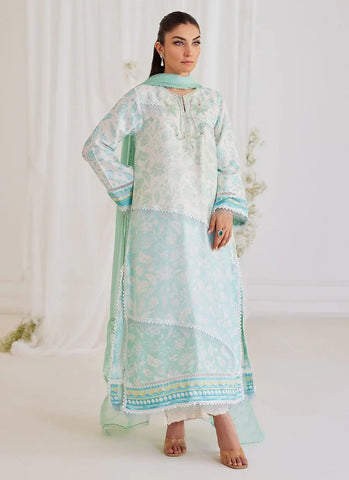 FARAH TALIB AZIZ LUXE SILK PRET’24 | CARMAN AQUA SHIRT AND DUPATTA
