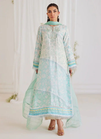 FARAH TALIB AZIZ LUXE SILK PRET’24 | CARMAN AQUA SHIRT AND DUPATTA