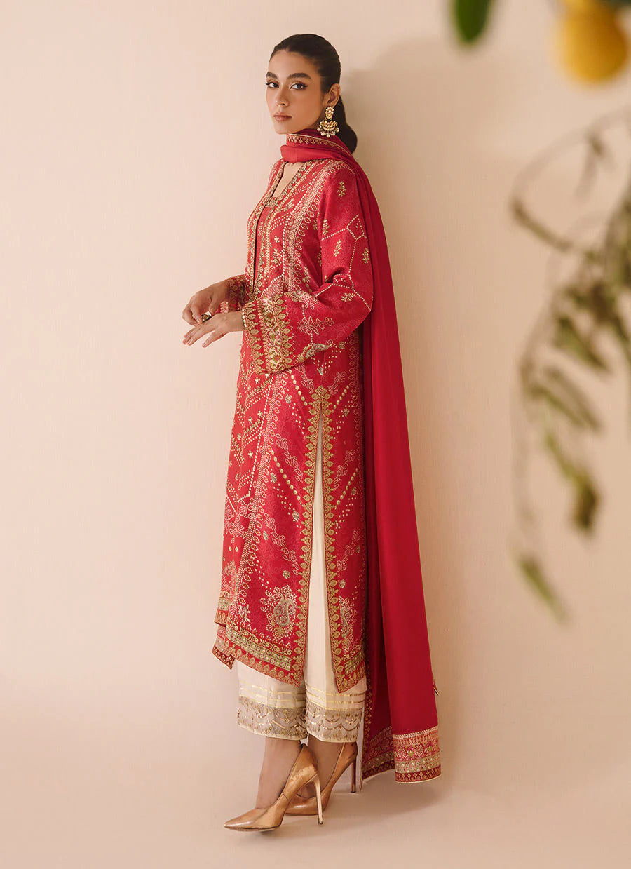 FARAH TALIB AZIZ LUXE SILK PRET’24 | ANEETA CRIMSON SET