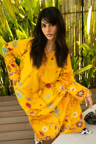SANA SAFINAZ RAW SILK PRINTED KAFTAN | SS26STP742