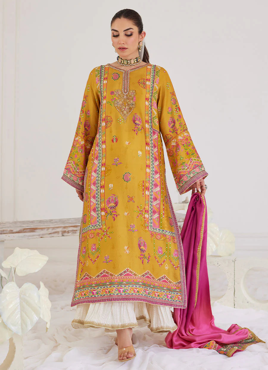 FARAH TALIB AZIZ LUXE SILK PRET’24 | PALMIRA MUSTARD SHIRT AND DUPATTA
