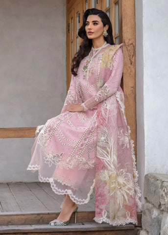 CRIMSON LAWN’24 | FLORAL MESH - ROSE PINK