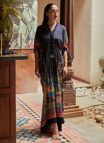 FARAH TALIB AZIZ LUXE SILK PRET’24 | ALEXA NAVY KAFTAN