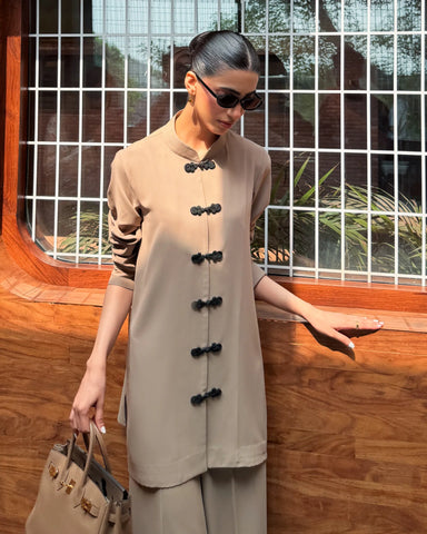 LIRA STUDIO | TAUPE MANDARIN BUTTONED SET