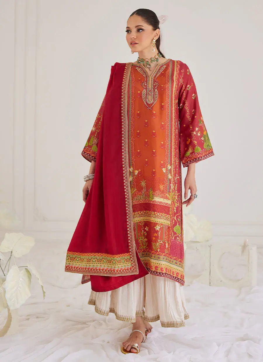 FARAH TALIB AZIZ LUXE SILK PRET’24 | PAULINA RUST SHIRT AND DUPATTA