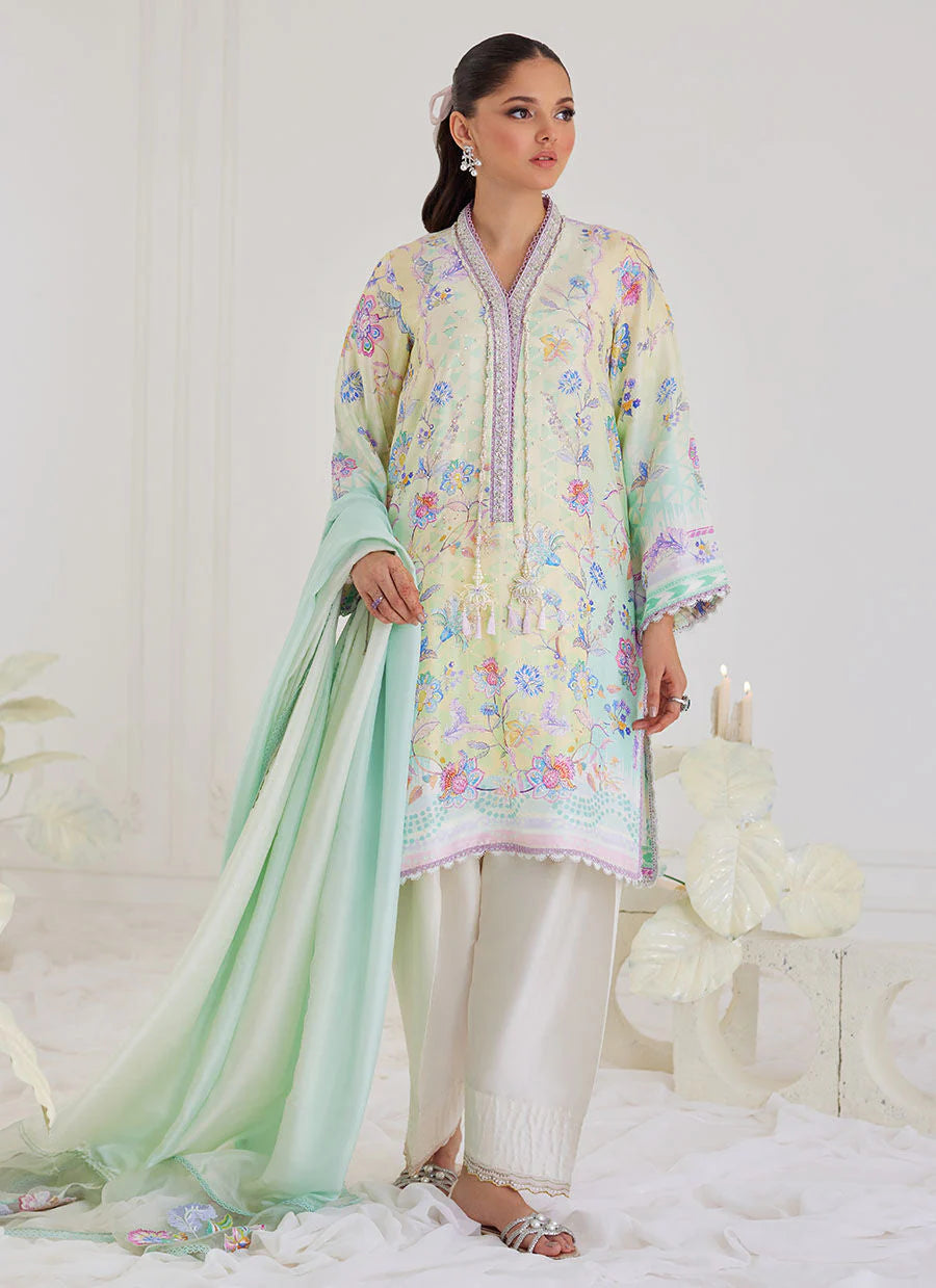FARAH TALIB AZIZ LUXE SILK PRET’24 | PAZ AQUA SHIRT AND DUPATTA