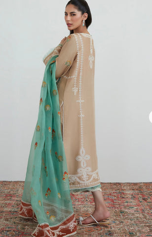 FARAH TALIB AZIZ LUXE PRET | LATTE EMBROIDERED SET