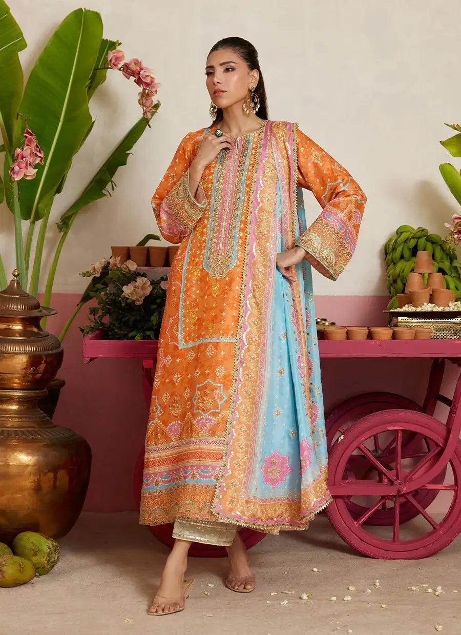 FARAH TALIB AZIZ ‘MAYNA FESTIVE PRET’26 | JENNA TANGERINE SHIRT & DUPATTA