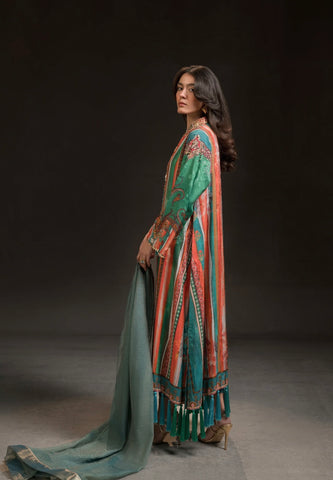AMMARA KHAN GLITZ’24| MULTI COLOR BURST KAFTAN SET