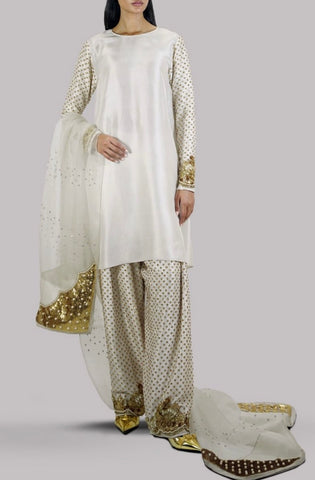 MUSE LUXE | EGRET EMBELLISHED RAW SILK SET