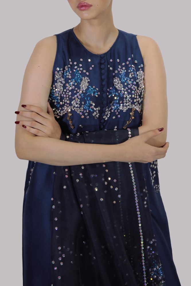 MUSE LUXE | BLUE IRIS EMBELLISHED MAXI SET