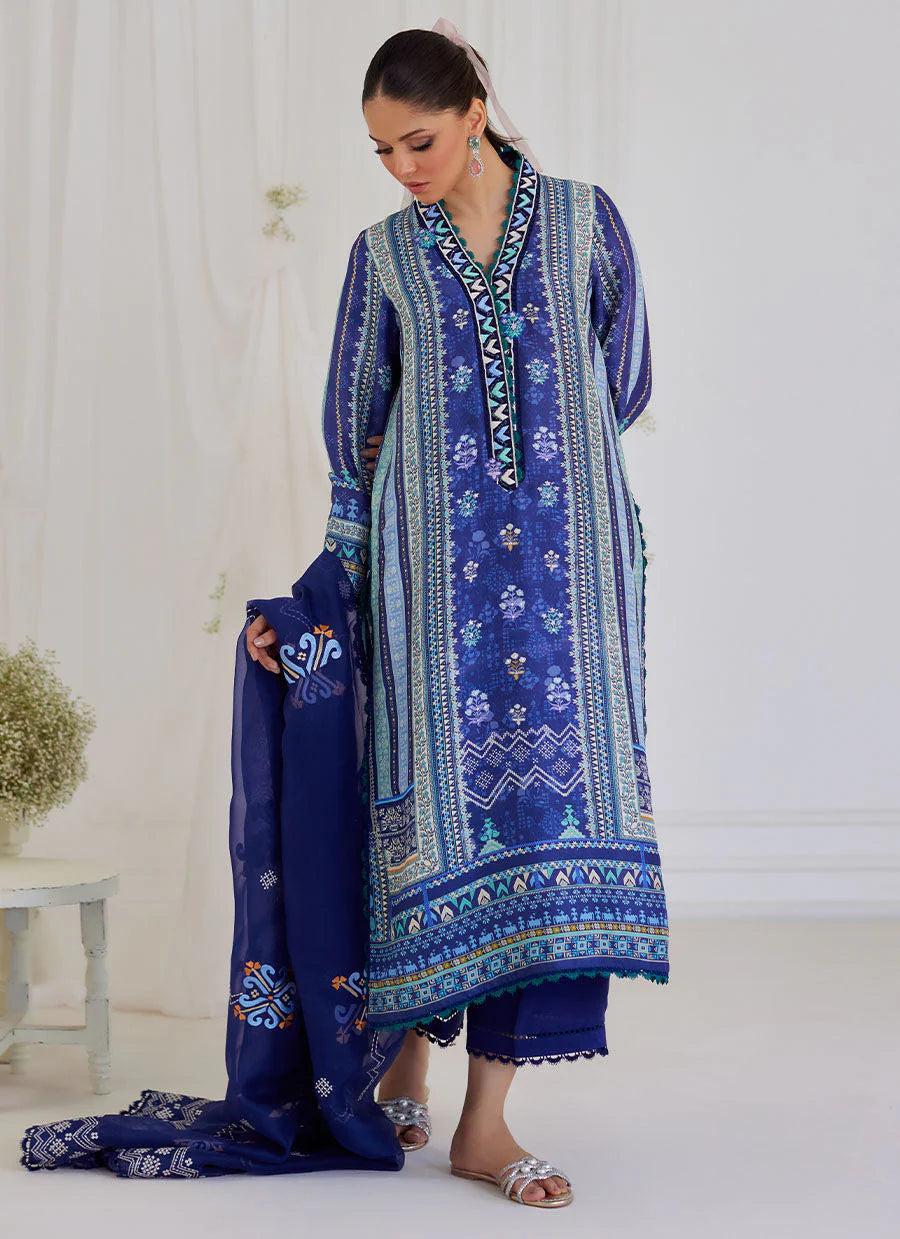FARAH TALIB AZIZ LUXE SILK PRET’24 | ADINA BLUE SHIRT & DUPATTA