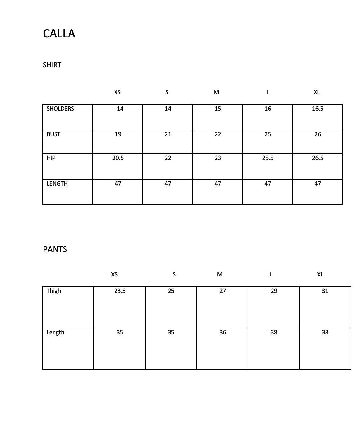 SOLIDS | CALLA
