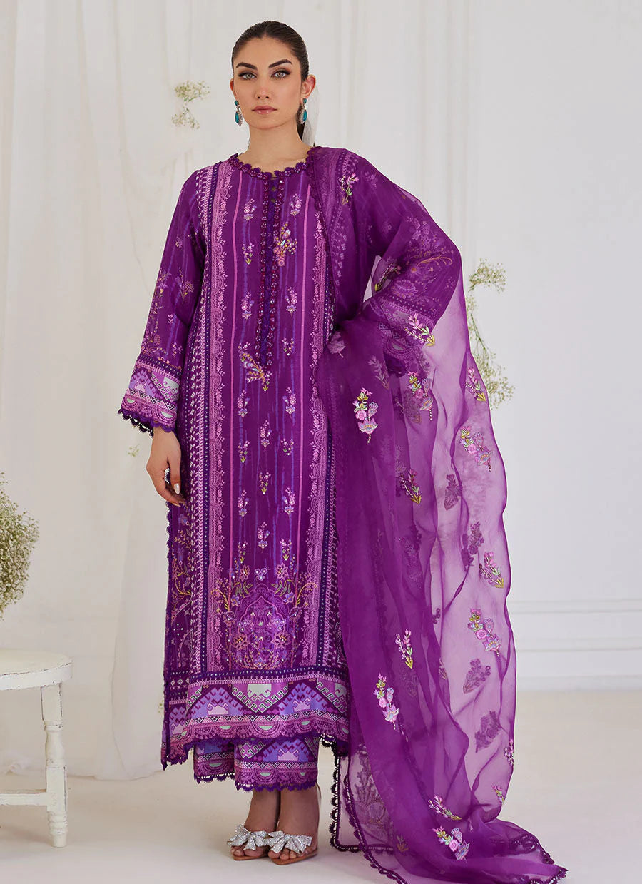 FARAH TALIB AZIZ LUXE SILK PRET’24 | LIGIA PLUM SHIRT AND DUPATTA